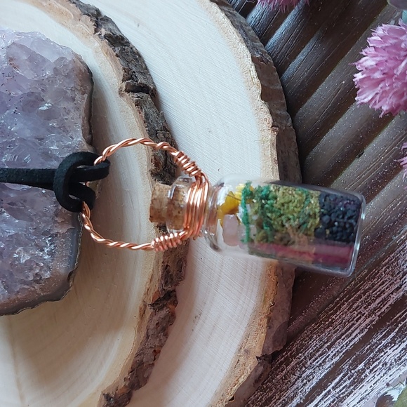 Crystal Terrarium Necklace, Rose Quartz, Handcrafted by Rust Belt Raised - Picture 4 of 8